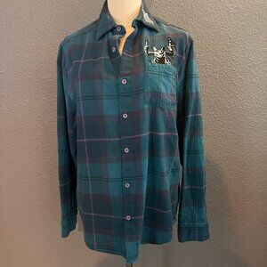 DISNEY X CAKEWORTHY HAUNTED MANSION CHAMBER GARGOYLE PLAID FANNEL SHIRT - M